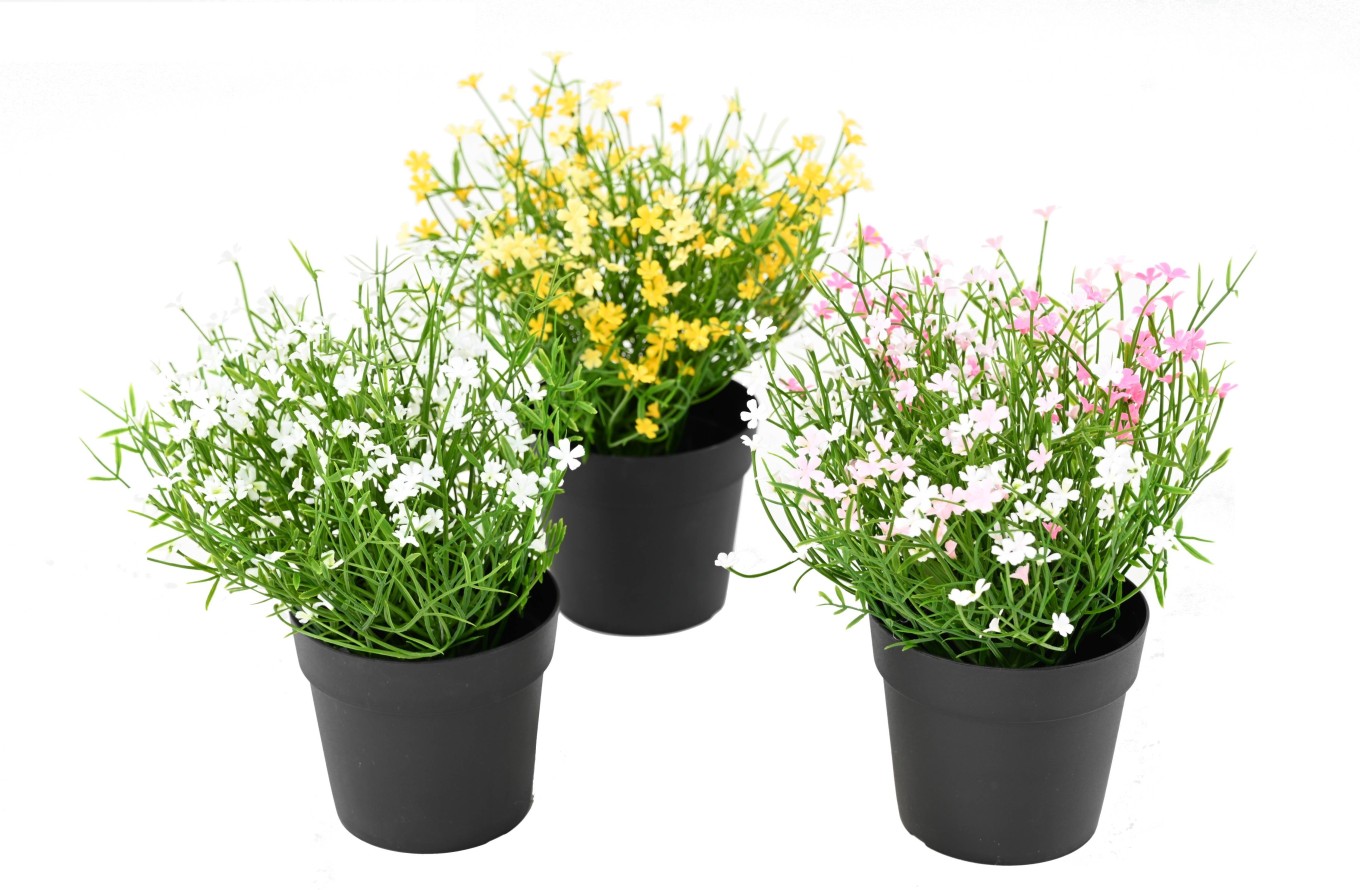 Pot de petites marguerites artificielles, coloris au choix  - Plante artificielle