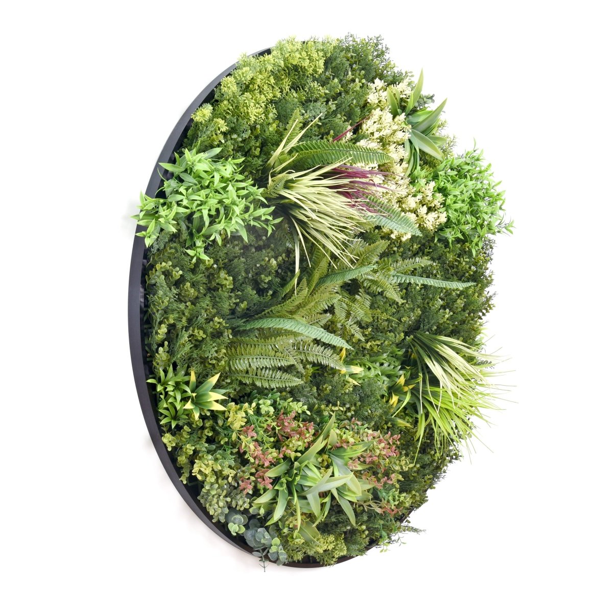 Mur végétal artificiel BLACK MAGNOLIA GARDEN cerclage Aluminium brossé noir-Diamètre 100cm LIVRAISON INCLUSE - Green Fire 57