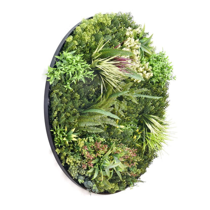 Mur végétal artificiel BLACK MAGNOLIA GARDEN cerclage Aluminium brossé noir-Diamètre 100cm LIVRAISON INCLUSE - Green Fire 57
