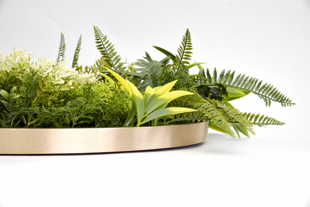 Mur végétal artificiel TROPICAL CANOPY cerclage Aluminium brossé Or- Diamètre 50cm-LIVRAISON INCLUSE - Green Fire 57
