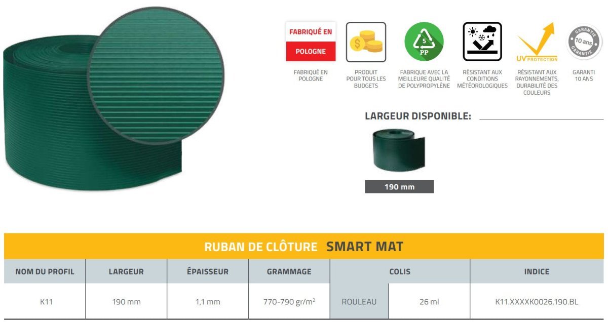 Ruban occultant horizontal panneau grillage rigide 2D / 3D rouleau 26ML + 20 clips de fixation - Greenfire57